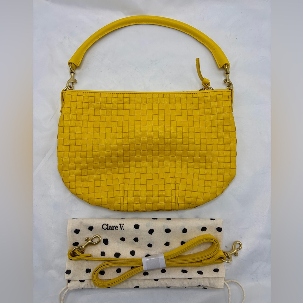 Clare V. Petit Moyen Woven Leather Bag Snapdragon NWT